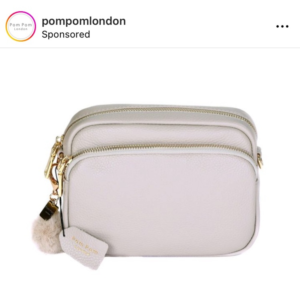 Pom Pom London Mayfair crossbody bag in Stone